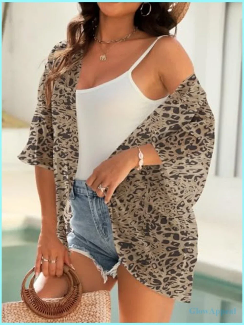 Floral Puff Sleeve Kimono Cardigan Loose Swim Coverup